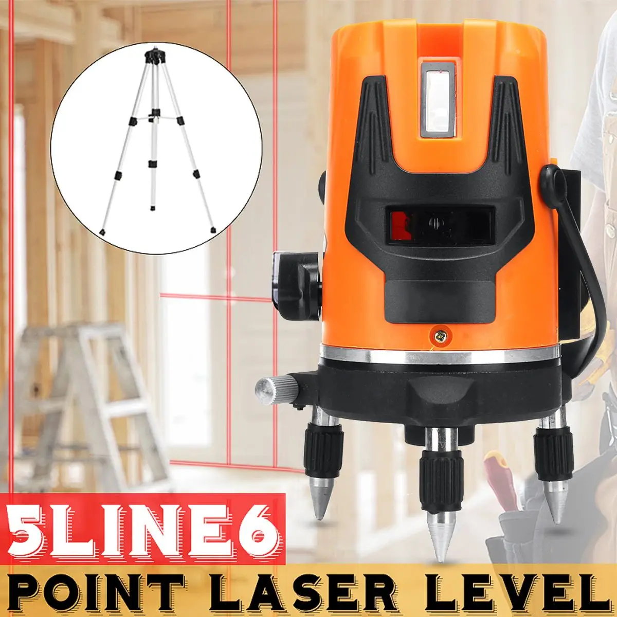 5 Lines 6 Points Professional Waterproof Laser Level Red Automatic Level 360 Rotating Outdoor Mode Tripod
5 Lines 6 Points Professional Waterproof Laser Level Red Automatic Level 360 Rotating Outdoor Mode Tripod