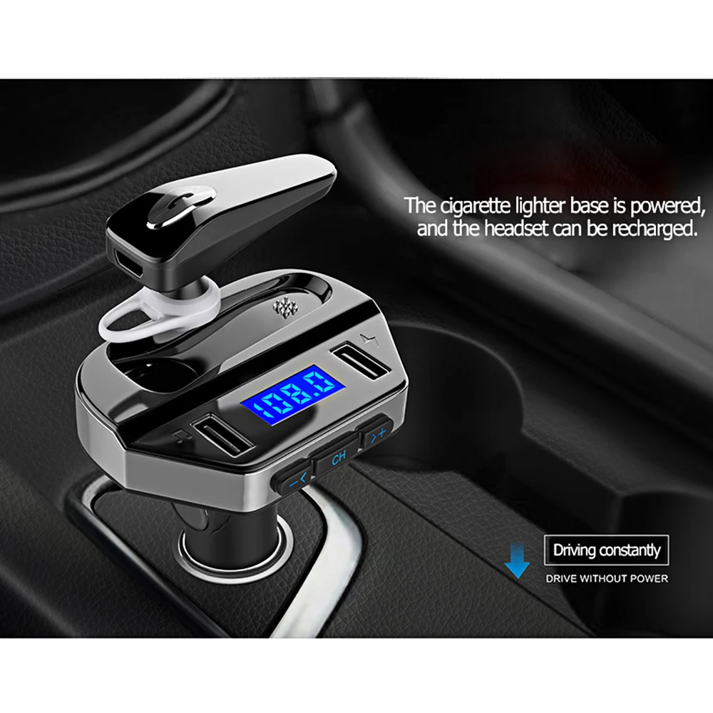 V6 Car BT FM Transmitter with Earphone In-Car FM Radio Adapter MP3/WMA Player Hand Free Calling Dual UBS Car Charger
V6 Car BT FM Transmitter with Earphone In-Car FM Radio Adapter MP3/WMA Player Hand Free Calling Dual UBS Car Charger