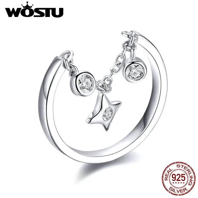 WOSTU 925 Sterling Silver Bright Star Ring Clear CZ Chain Link Crystals Adjustable Rings Finger For Women Shine Jewelry CQR407
WOSTU 925 Sterling Silver Bright Star Ring Clear CZ Chain Link Crystals Adjustable Rings Finger For Women Shine Jewelry CQR407
