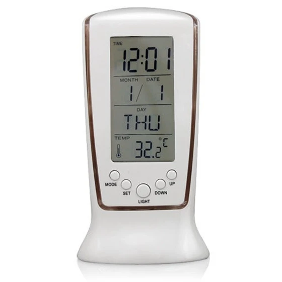 Intelligent Home Furnishing Digital LED Backlight LCD Display Table Alarm Clock Thermometer Calendar White
Intelligent Home Furnishing Digital LED Backlight LCD Display Table Alarm Clock Thermometer Calendar White
