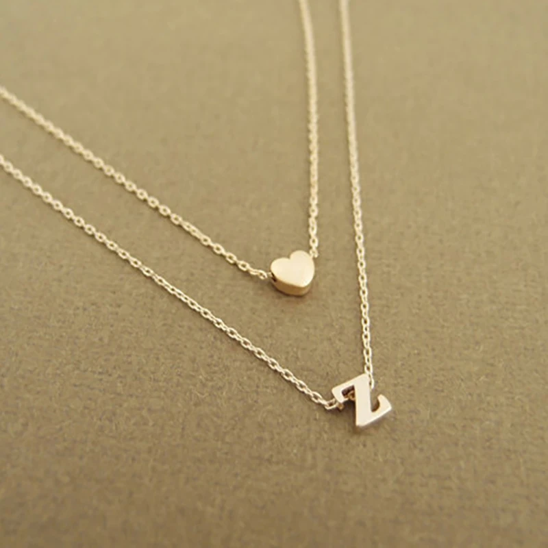 Fashion Tiny Heart Initial Double layer Necklace Personalized Initial Dainty Necklace 26 Letter Name Jewelry girlfriend gift
Fashion Tiny Heart Initial Double layer Necklace Personalized Initial Dainty Necklace 26 Letter Name Jewelry girlfriend gift