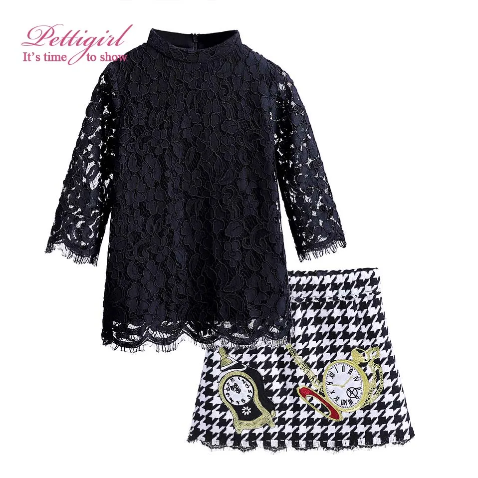 Pettigirl Fashion Autumn Girl Clothing Set Long Sleeve Black Lace Blouse Houndstooth Skirt With Clock Pattern G-DMCS908-852
Pettigirl Fashion Autumn Girl Clothing Set Long Sleeve Black Lace Blouse Houndstooth Skirt With Clock Pattern G-DMCS908-852