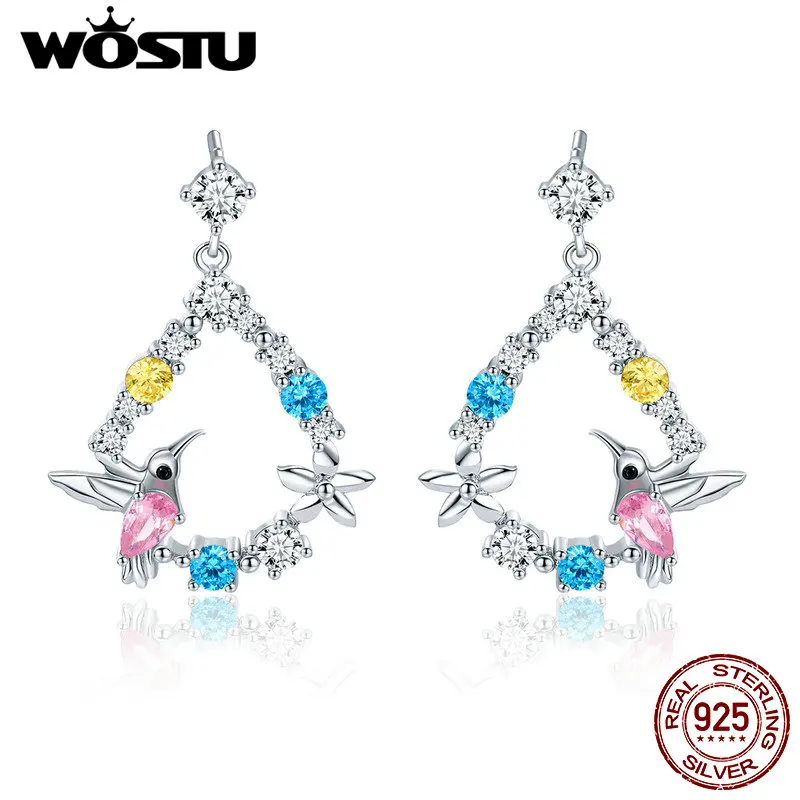 WOSTU Luxury 925 Sterling Silver Hummingbird Gift Drop Earrings With Multicolor AAA CZ Zircon Jewelry For Women Gift CTE011
WOSTU Luxury 925 Sterling Silver Hummingbird Gift Drop Earrings With Multicolor AAA CZ Zircon Jewelry For Women Gift CTE011