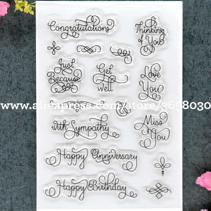 

Happy Birthday Anniversary Congratulations Scrapbook DIY photo cards rubber stamp clear stamp transparent stamp 11x16cm 8101636