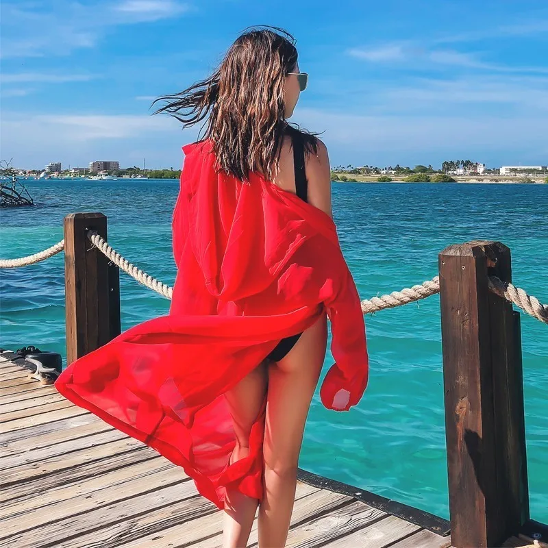 Summer Red Women Long Thin Cardigan Modal Sun Protection Clothing Tops Camisetas Mujer Cape Swimsuit Beach Cape Blusas Femininas
Summer Red Women Long Thin Cardigan Modal Sun Protection Clothing Tops Camisetas Mujer Cape Swimsuit Beach Cape Blusas Femininas