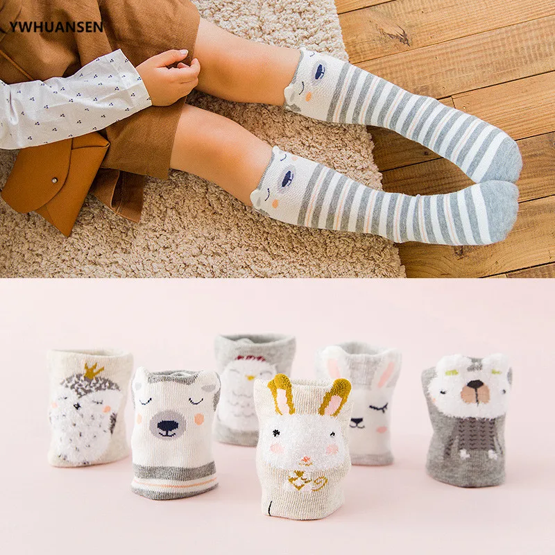 

3 Pairs/lot Long Sock Winter Infant Leg Warmers Spring Autumn Winter Cartoon Knee High Socks Baby Girls Cotton Boy's