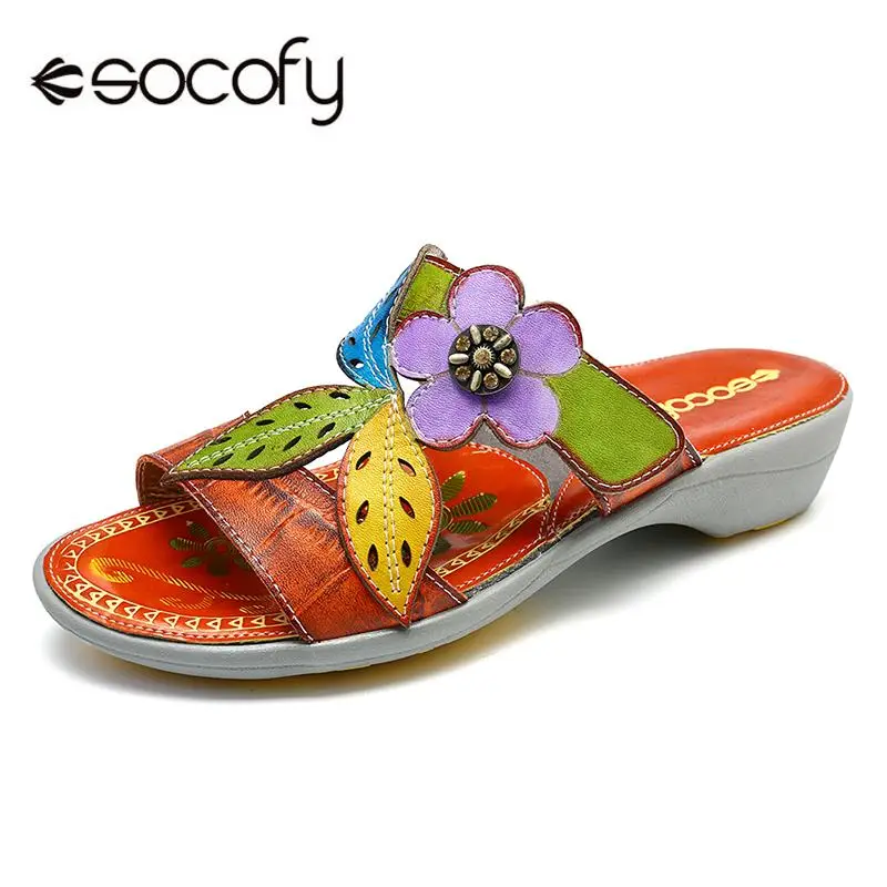 SOCOFY Soft Genuine Leather Floral Splicing Leaves Pattern Adjustable Hook Loop Daily Sandals Summer Shoes Elegant Ladies Shoes
SOCOFY Soft Genuine Leather Floral Splicing Leaves Pattern Adjustable Hook Loop Daily Sandals Summer Shoes Elegant Ladies Shoes