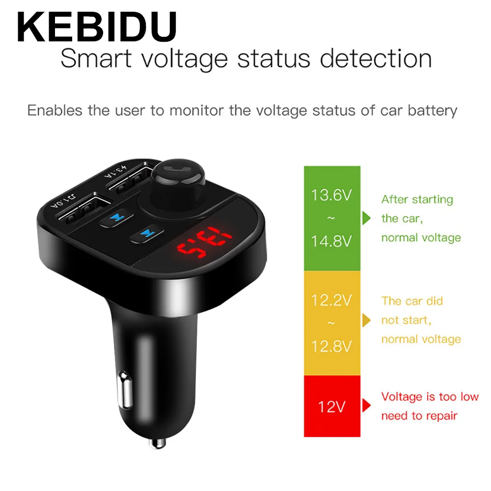 kebidu Car Charger Bluetooth Car Kit Handsfree FM Transmitter LCD MP3 Player Dual USB Car Phone Charger
kebidu Car Charger Bluetooth Car Kit Handsfree FM Transmitter LCD MP3 Player Dual USB Car Phone Charger