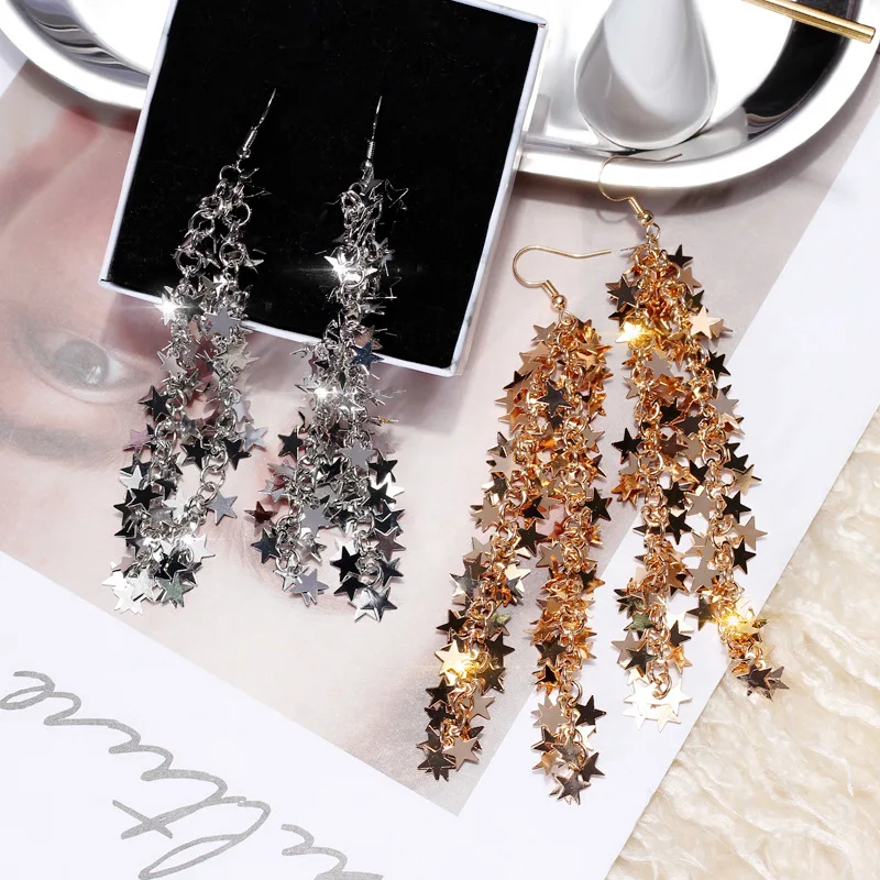 Shiny Side New Fashion Brand Jewelry Elegant Stars Dangle Earrings for Women Gift Long Tassel Drop Earrings Free Shipping
Shiny Side New Fashion Brand Jewelry Elegant Stars Dangle Earrings for Women Gift Long Tassel Drop Earrings Free Shipping