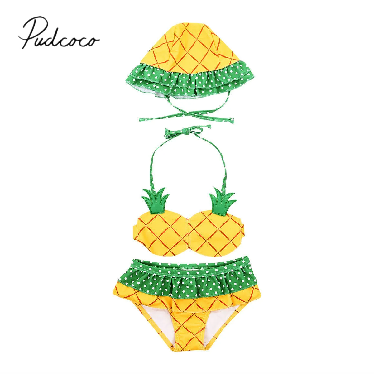 2019 Summer Swimsuit Kids Baby Girls Pineapple Swimwear Bikini Tankini Set Swimsuit Bathing Suit Tank Top + Brief + Hats 3Pcs
2019 Summer Swimsuit Kids Baby Girls Pineapple Swimwear Bikini Tankini Set Swimsuit Bathing Suit Tank Top + Brief + Hats 3Pcs