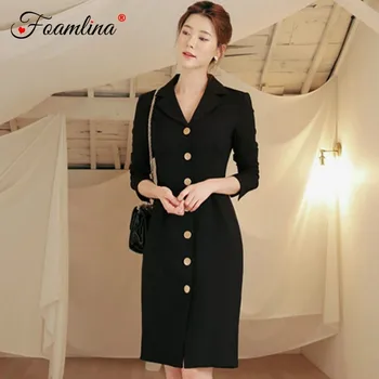 Foamlina Elegant Women Black Bodycon Dress Autumn New Notched Collar 3/4 Sleeve Single Breated Casual Work Office Pencil Dress
Foamlina Elegant Women Black Bodycon Dress Autumn New Notched Collar 3/4 Sleeve Single Breated Casual Work Office Pencil Dress