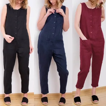 Celmia 2020 NEW Women Overalls Casual Solid Sleeveless Cotton Linen Jumpsuits Long Trousers Playsuits Pockets Plus Size Romper
Celmia 2020 NEW Women Overalls Casual Solid Sleeveless Cotton Linen Jumpsuits Long Trousers Playsuits Pockets Plus Size Romper