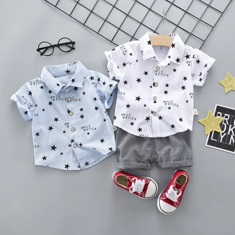 Summer Baby Boy Girl Casual Clothes Infant Star Shirt Pants 2Pcs/Set Kids Lapel Gentleman Suit Fashion Children Cotton Tracksuit
Summer Baby Boy Girl Casual Clothes Infant Star Shirt Pants 2Pcs/Set Kids Lapel Gentleman Suit Fashion Children Cotton Tracksuit