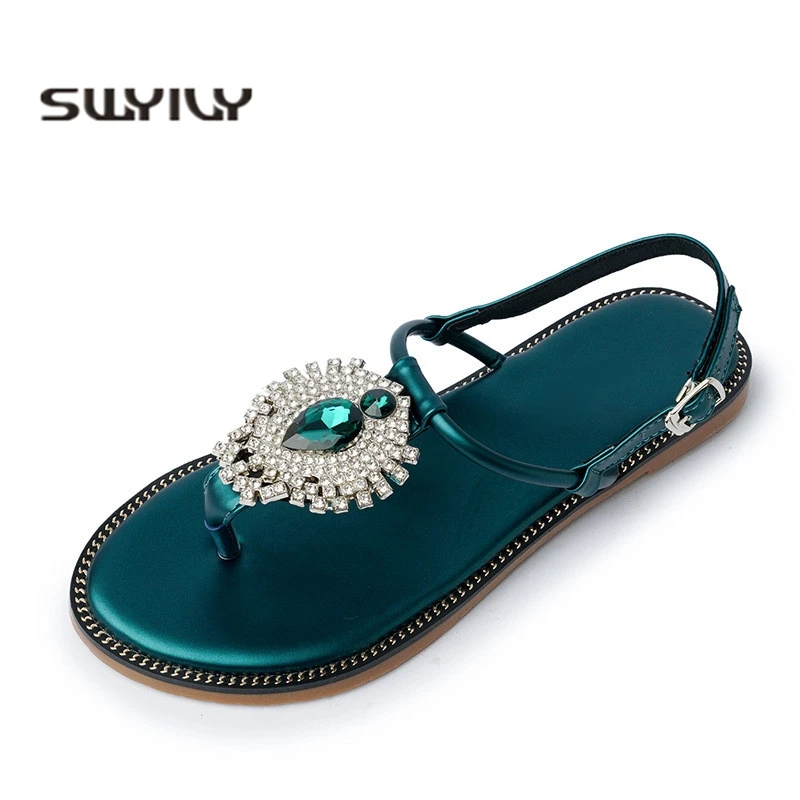 SWYIVY Shoes Sandals Women Bohemia Beach Sandals Flip Flops Shoes Summer Female Rhinstone Sandal For Woman Green Crystal Shoe 41
SWYIVY Shoes Sandals Women Bohemia Beach Sandals Flip Flops Shoes Summer Female Rhinstone Sandal For Woman Green Crystal Shoe 41