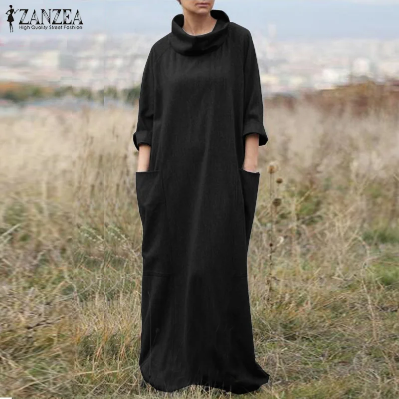 2019 ZANZEA Elegant Women Turtleneck Long Sleeve Solid Loose Dress Autumn Casual Robe Vestido Femme Maxi Long Sundress Plus Size
2019 ZANZEA Elegant Women Turtleneck Long Sleeve Solid Loose Dress Autumn Casual Robe Vestido Femme Maxi Long Sundress Plus Size
