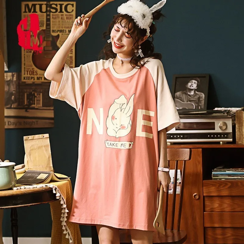 Summer Nightgown Cartoon Sleepwear Cotton O-neck Nightdress Women Cotton Mini Nightwear Plus Size Short Sexy Home Dress Sleep
Summer Nightgown Cartoon Sleepwear Cotton O-neck Nightdress Women Cotton Mini Nightwear Plus Size Short Sexy Home Dress Sleep