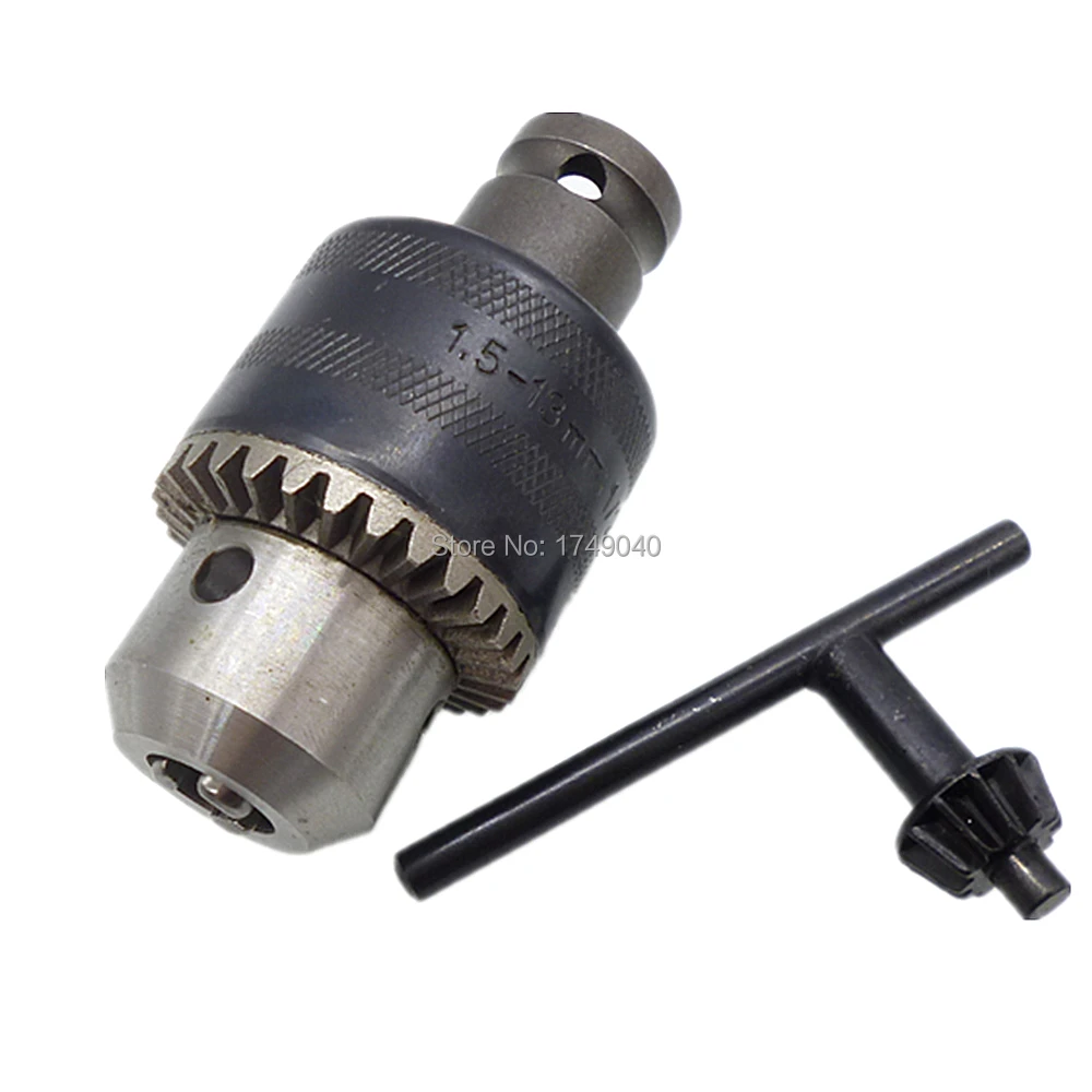 Drill Bit Chuck 1.5mm to 13mm 1/2"-20 UNF Thread Keyed Drill Chuck 1/2" Square Impact Socket Adapter Converter with Chuck Key
Drill Bit Chuck 1.5mm to 13mm 1/2"-20 UNF Thread Keyed Drill Chuck 1/2" Square Impact Socket Adapter Converter with Chuck Key