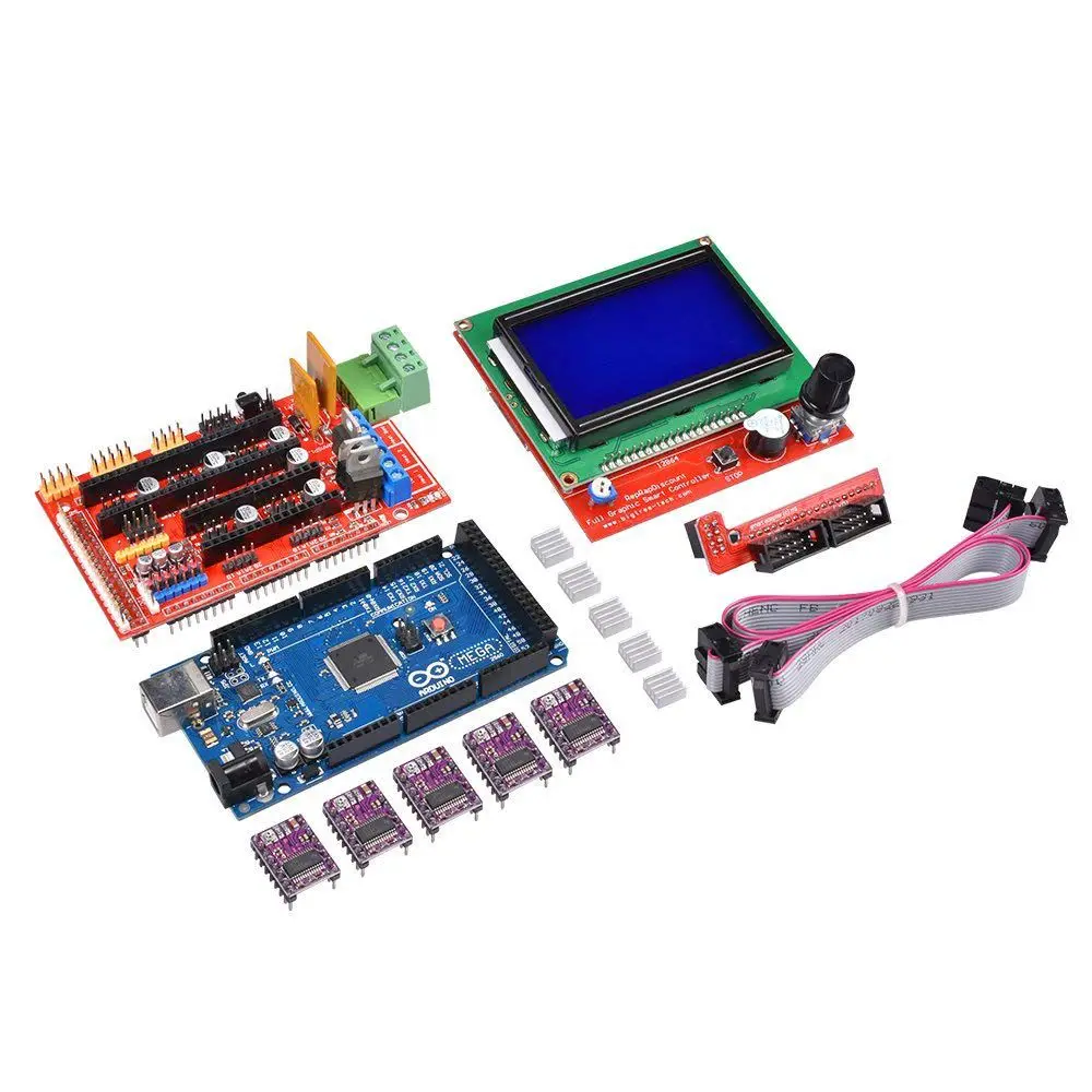 BHTS-Mega 2560 R3 Board + LCD12864 + Ramps 1.4 + 5pcs DRV8825 Stepper Motor Driver Module with Heat Sink for 3d printer
BHTS-Mega 2560 R3 Board + LCD12864 + Ramps 1.4 + 5pcs DRV8825 Stepper Motor Driver Module with Heat Sink for 3d printer