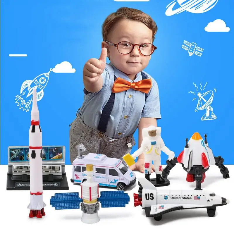 7pcs Spacecraft Play Set Alloy Car Launch Tower Satellite Simulation Model Children Early Education Modal Toys
7pcs Spacecraft Play Set Alloy Car Launch Tower Satellite Simulation Model Children Early Education Modal Toys