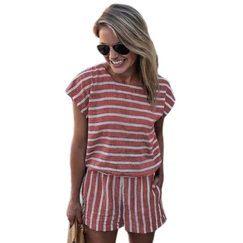 Summer Striped Short Jumpsuit Women Elegant O Neck Lace Up Backless Short Sleeve Casual Beach Maxi Rompers
Summer Striped Short Jumpsuit Women Elegant O Neck Lace Up Backless Short Sleeve Casual Beach Maxi Rompers