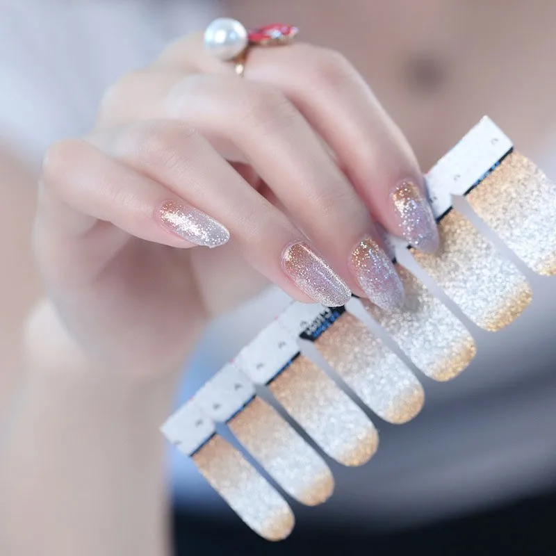 1 Sheet 14 PCS 8 Color Nail Glitter Powder Sticker Gradient Color Full Cover Blink Shine Nail Art Sliders Stickers 
1 Sheet 14 PCS 8 Color Nail Glitter Powder Sticker Gradient Color Full Cover Blink Shine Nail Art Sliders Stickers