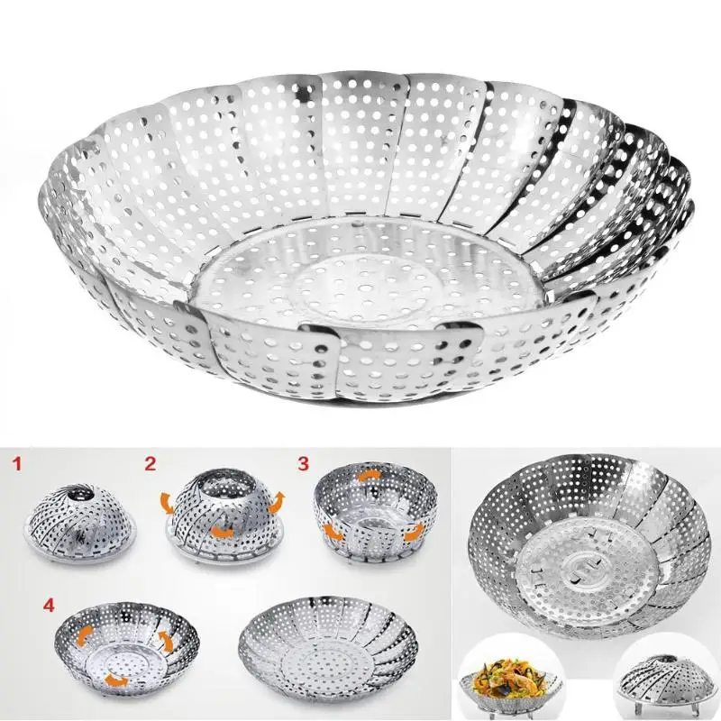 Folding Stainless Steaming Basket Telescopic Steamer Drawer Cookware Food Fruit Vegetable Dish Container Steaming Basket
Folding Stainless Steaming Basket Telescopic Steamer Drawer Cookware Food Fruit Vegetable Dish Container Steaming Basket