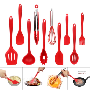 10Pcs/Set Cooking Tool Sets Egg Beater Spoon Spatula Colander Oil Brush Tongs Pasta Tool Food Grade Silicone
10Pcs/Set Cooking Tool Sets Egg Beater Spoon Spatula Colander Oil Brush Tongs Pasta Tool Food Grade Silicone