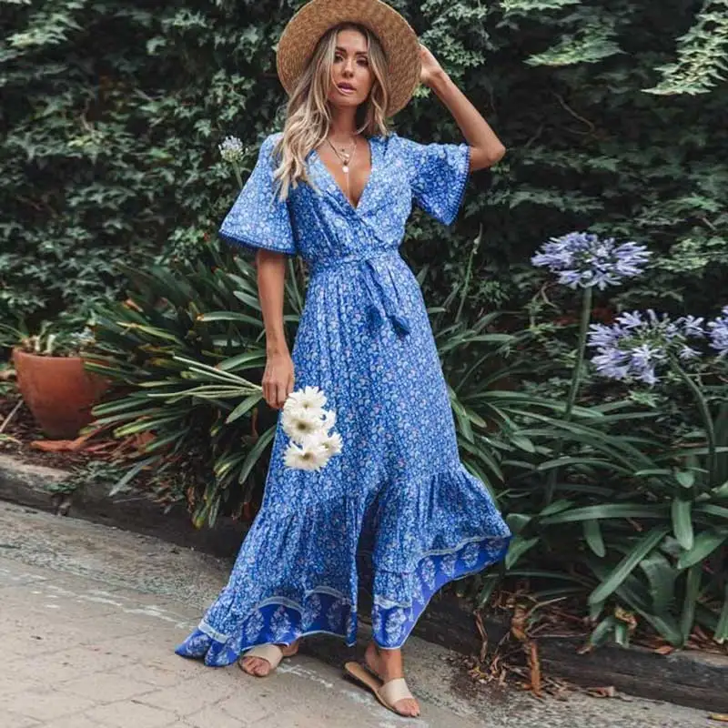 BOHO INSPIRED Maxi Dresses blue Floral print tassel tied waist casual long summer dress Vintage boho chic Women dress Vestidos
BOHO INSPIRED Maxi Dresses blue Floral print tassel tied waist casual long summer dress Vintage boho chic Women dress Vestidos