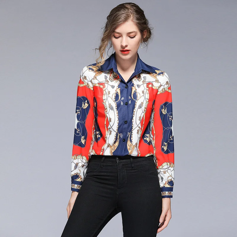 Runway Blouses Women Tops Long Sleeve Shirts 2019 Blue Collar New Chain Print Vintage Elegant Blouse Shirt Ladies Office Shirts
Runway Blouses Women Tops Long Sleeve Shirts 2019 Blue Collar New Chain Print Vintage Elegant Blouse Shirt Ladies Office Shirts