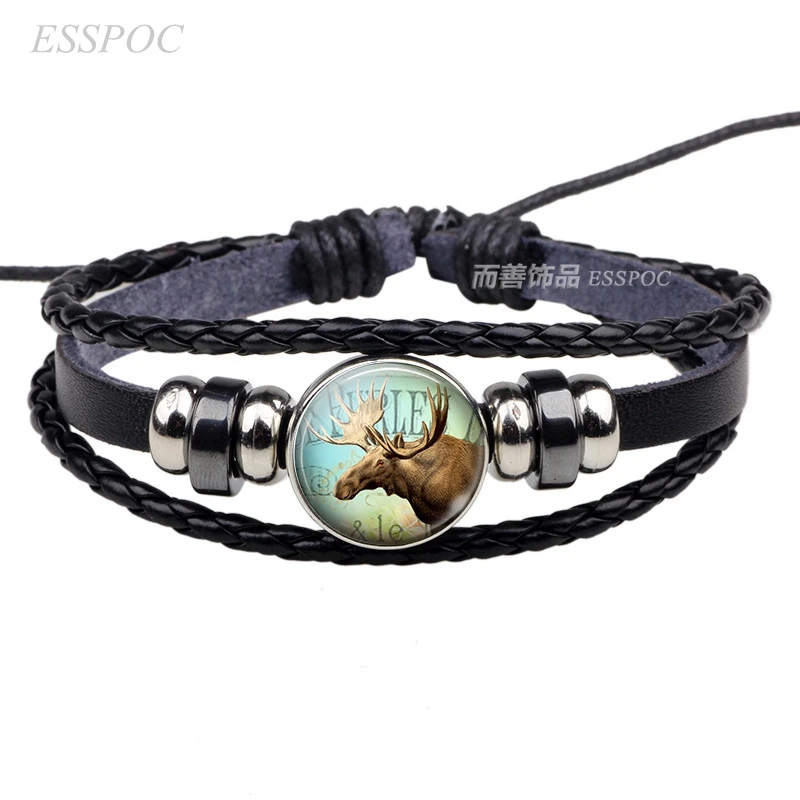 New Moose Collage Glass Ball Pendant Black Button Weave Leather Fashion Accessories Jewelry Bracelet Valentine Day Gift
New Moose Collage Glass Ball Pendant Black Button Weave Leather Fashion Accessories Jewelry Bracelet Valentine Day Gift