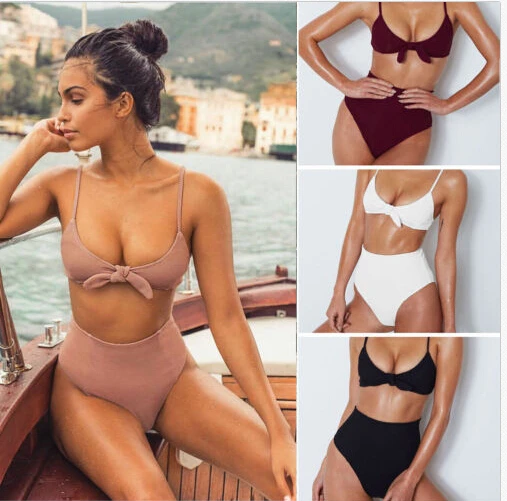 Sexy New Women Swimwear Solid color Bikini Set Push-up Padded Bra Bathing Suit Bandage Swimsuit High Waist Beachwear Biquini
Sexy New Women Swimwear Solid color Bikini Set Push-up Padded Bra Bathing Suit Bandage Swimsuit High Waist Beachwear Biquini