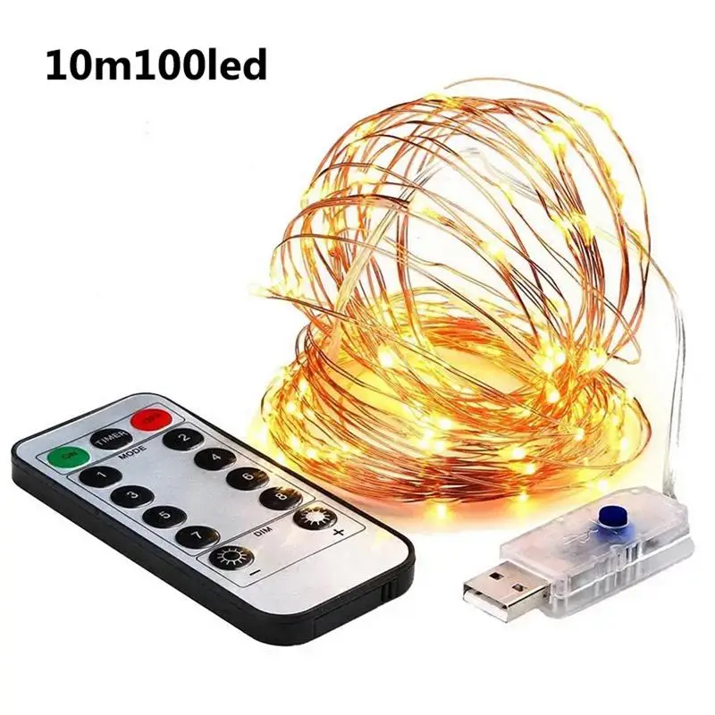 USB 8 Modes 10M 100 LED String Light Christmas Waterproof Copper Wire LED String Fairy Light Battery Powered Remote Control
USB 8 Modes 10M 100 LED String Light Christmas Waterproof Copper Wire LED String Fairy Light Battery Powered Remote Control