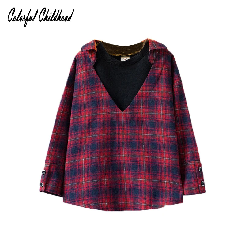Kids girls blouse fall cotton long sleeve plaid fake 2pc set for girls clothes toddler baby tops children Turn-down collar shirt
Kids girls blouse fall cotton long sleeve plaid fake 2pc set for girls clothes toddler baby tops children Turn-down collar shirt