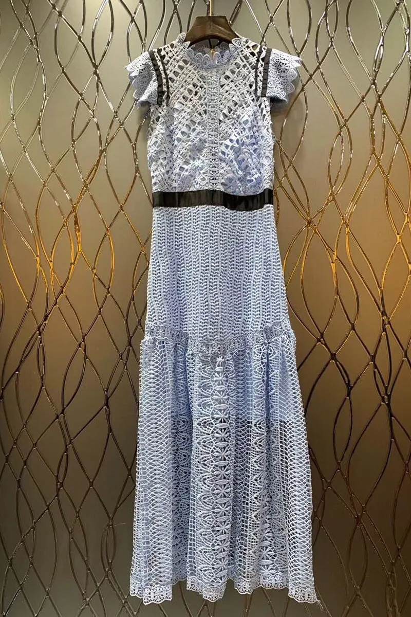 2019 Sping High Quality Blue Lace Maxi Dress Women Designer Runway Hollow Out Sarafan Female Party Beach Long Dresses Clothes
2019 Sping High Quality Blue Lace Maxi Dress Women Designer Runway Hollow Out Sarafan Female Party Beach Long Dresses Clothes