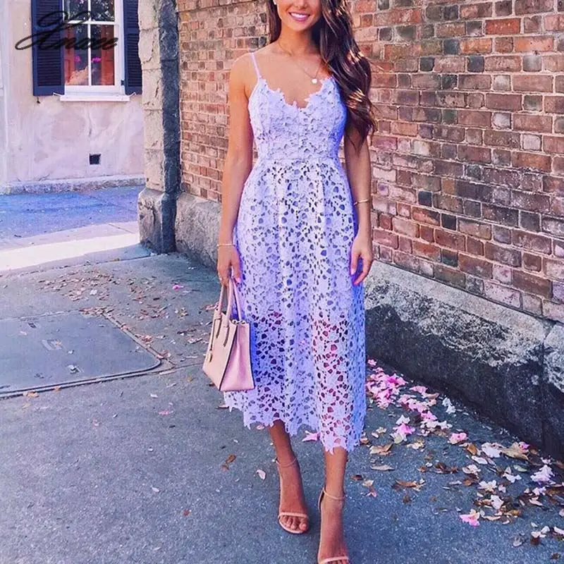 V-neck Lace Crochet Backless Women' Midi Dress Sleeveless High Waist Hollow Out Sexy Dresses Women 2019 Summer Purple Clothes
V-neck Lace Crochet Backless Women' Midi Dress Sleeveless High Waist Hollow Out Sexy Dresses Women 2019 Summer Purple Clothes