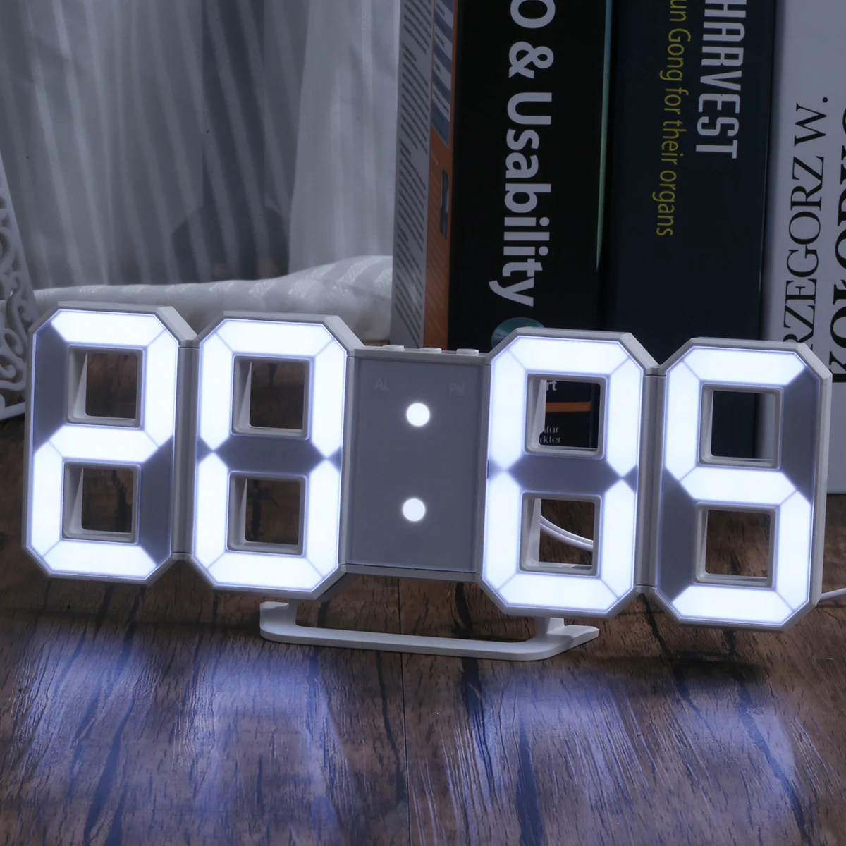 White LED Digital Numbers Wall Clock with 3 levels Brightness Alarm Snooze Clock
White LED Digital Numbers Wall Clock with 3 levels Brightness Alarm Snooze Clock