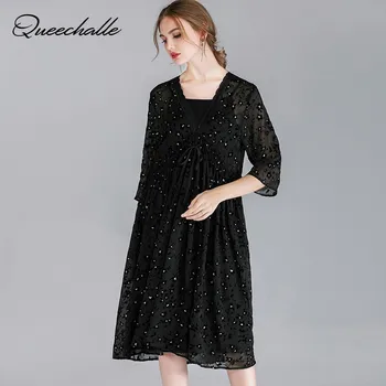 2 Piece Set European Style Black Dress Lace V neck Three Quarter Sleeve Loose Dress Women Elegant Knee length Midi Dress Female
2 Piece Set European Style Black Dress Lace V neck Three Quarter Sleeve Loose Dress Women Elegant Knee length Midi Dress Female