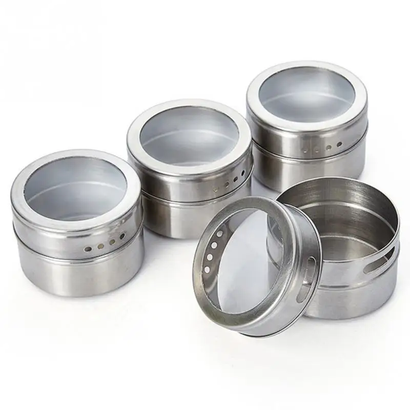 6pcs/set Clear Lid Magnetic Spice Tin Jar Stainless Steel Spice Sauce Storage Container Jars Kitchen Condiment Holder Houseware
6pcs/set Clear Lid Magnetic Spice Tin Jar Stainless Steel Spice Sauce Storage Container Jars Kitchen Condiment Holder Houseware