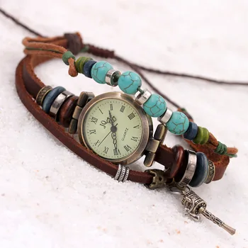 Hand-woven Leather Ring Bronze Watch Lady Retro Bracelet Lady Watch Roman Fashion Watch
Hand-woven Leather Ring Bronze Watch Lady Retro Bracelet Lady Watch Roman Fashion Watch