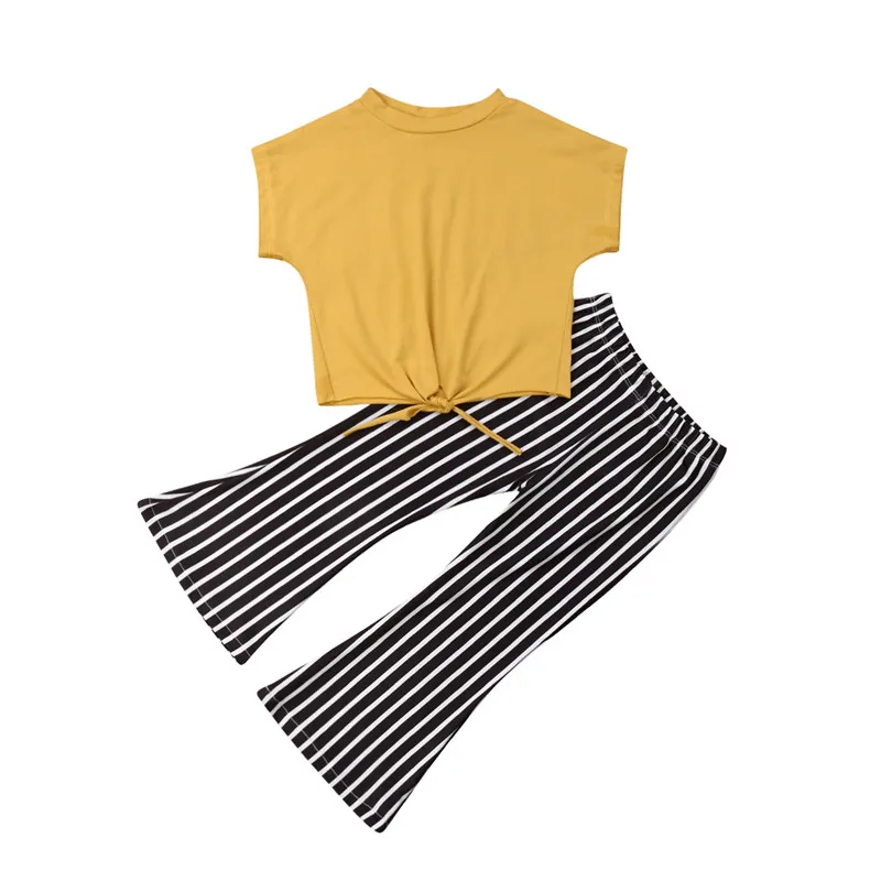 New Toddler Kids Girls Summer Outfits Clothes Loose T-shirt+Striped Pants Set Yellow Short Sleeve Tops Summer
New Toddler Kids Girls Summer Outfits Clothes Loose T-shirt+Striped Pants Set Yellow Short Sleeve Tops Summer