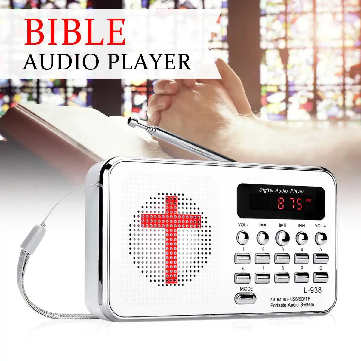 Bible Audio Radio MP3 Music Player Portable Mini FM Radio TF USB LED Display Portable Digital Keypad For Elder Birthday Gift
Bible Audio Radio MP3 Music Player Portable Mini FM Radio TF USB LED Display Portable Digital Keypad For Elder Birthday Gift