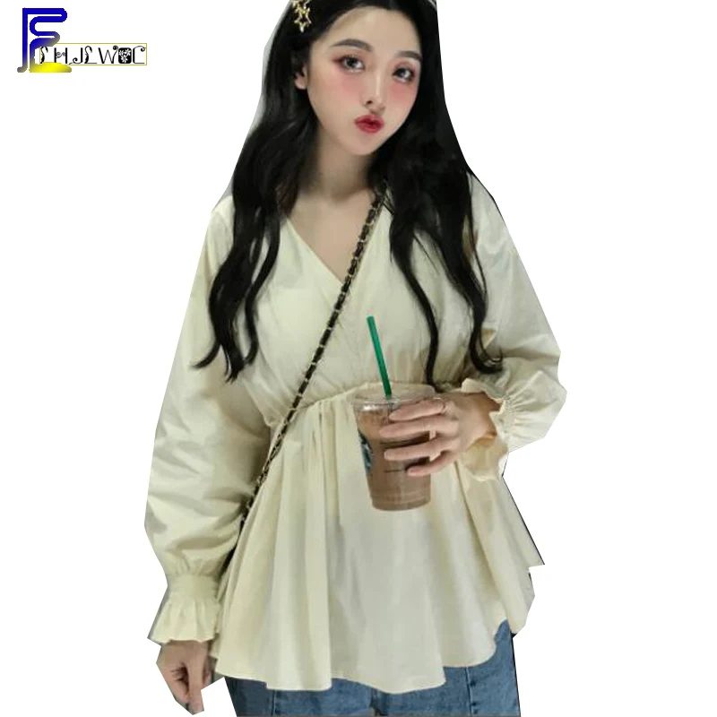Peplum Tops Women Japan Preppy Girls V Neck Tops Black Slim Waist A Line Belly Flare Sleeve Cute Blouse Shirt camisas feminina
Peplum Tops Women Japan Preppy Girls V Neck Tops Black Slim Waist A Line Belly Flare Sleeve Cute Blouse Shirt camisas feminina