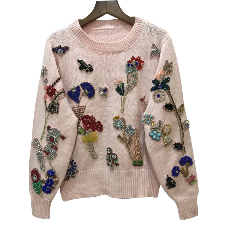 Winter Luxury Pink Knited Sweater Pullovers Women Runway Designer Floral Embroidery Ladies Christmas sweater Jumper Clothing
Winter Luxury Pink Knited Sweater Pullovers Women Runway Designer Floral Embroidery Ladies Christmas sweater Jumper Clothing