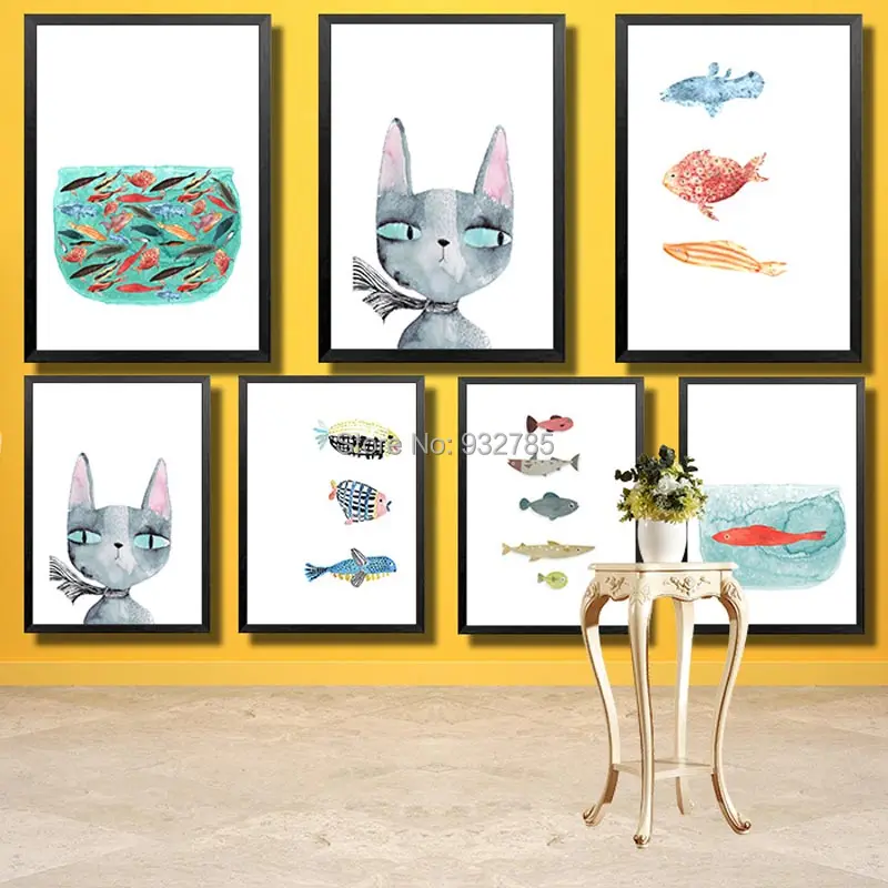 HD Print Cartoon ART Cat and fish animals Canvas Wall Pictures For Living Room Modular Children's room Decor Frameless
HD Print Cartoon ART Cat and fish animals Canvas Wall Pictures For Living Room Modular Children's room Decor Frameless