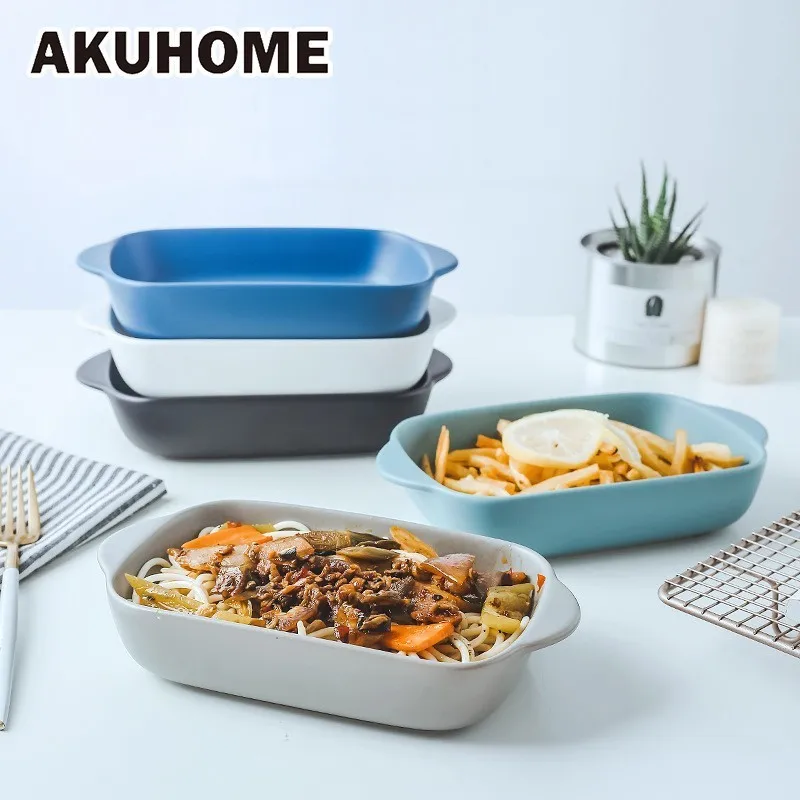 5 Color 480ml Creative Ceramics Baking Tray Rectangular Plate Ceramic Baking Tray Salad Dish AKUHOME
5 Color 480ml Creative Ceramics Baking Tray Rectangular Plate Ceramic Baking Tray Salad Dish AKUHOME