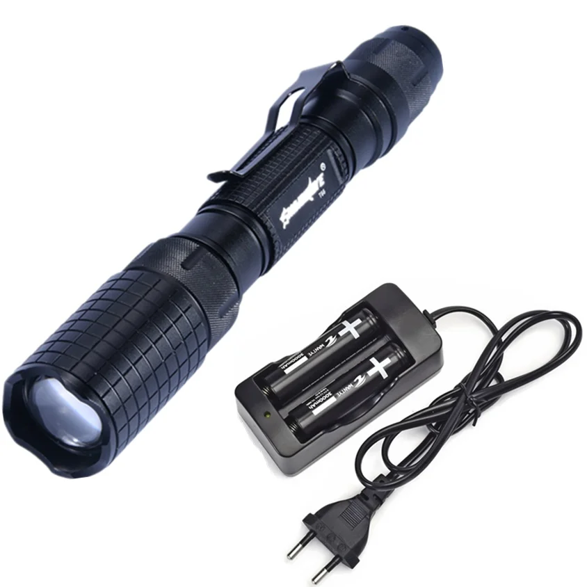 

Powerful LED Flashlight Tactical 6000Lm XML T6 Torch light Zoomable Lanterna Waterproof 5 Modes 18650 Rechargeable battery