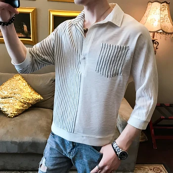 Summer New Dress Shirt Men Fashion Striped Stitching Short-sleeved Shirt Man Streetwear Trend Wild Casual Shirt Male Clothes
Summer New Dress Shirt Men Fashion Striped Stitching Short-sleeved Shirt Man Streetwear Trend Wild Casual Shirt Male Clothes