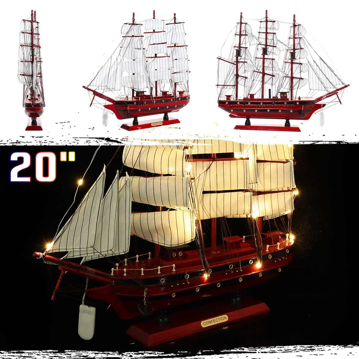 50x9x44cm Wooden Wood Sailboat Ship with LED Light Kits Home DIY Model Home Decoration Boat Birthday Gift Toy for Kids
50x9x44cm Wooden Wood Sailboat Ship with LED Light Kits Home DIY Model Home Decoration Boat Birthday Gift Toy for Kids