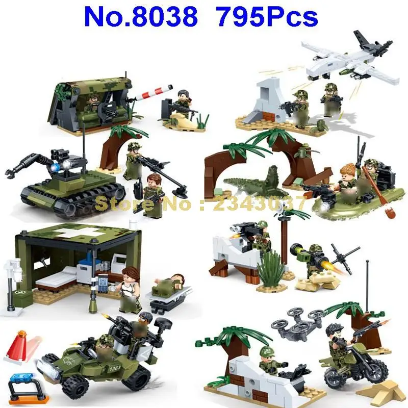 Gudi 8038 795pcs 8in1 WW2 Military Soldier Tank Truck Airplane Motorcycle Armed Forces SWAT Building Block Toy
Gudi 8038 795pcs 8in1 WW2 Military Soldier Tank Truck Airplane Motorcycle Armed Forces SWAT Building Block Toy