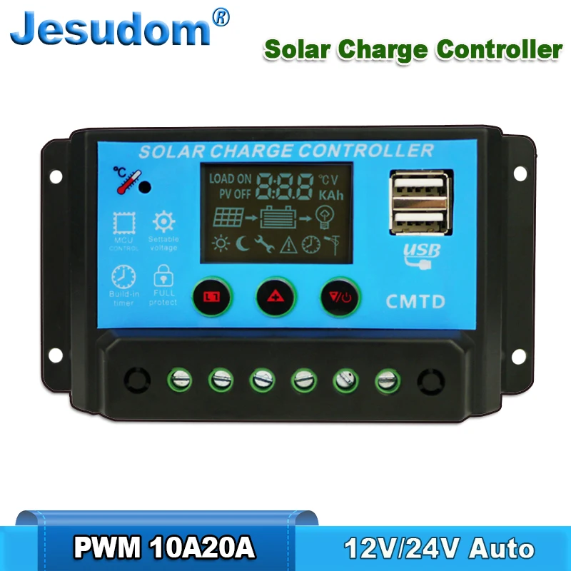 High Quality!! 20A10A 12V24V Auto. Solar Charger Controllers LCD Display Battery Bank Charger PWM Charger With Dual USB 5V
High Quality!! 20A10A 12V24V Auto. Solar Charger Controllers LCD Display Battery Bank Charger PWM Charger With Dual USB 5V